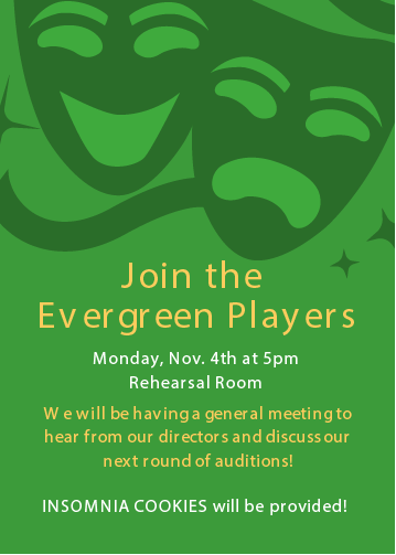 Evergreen Players meeting flyer