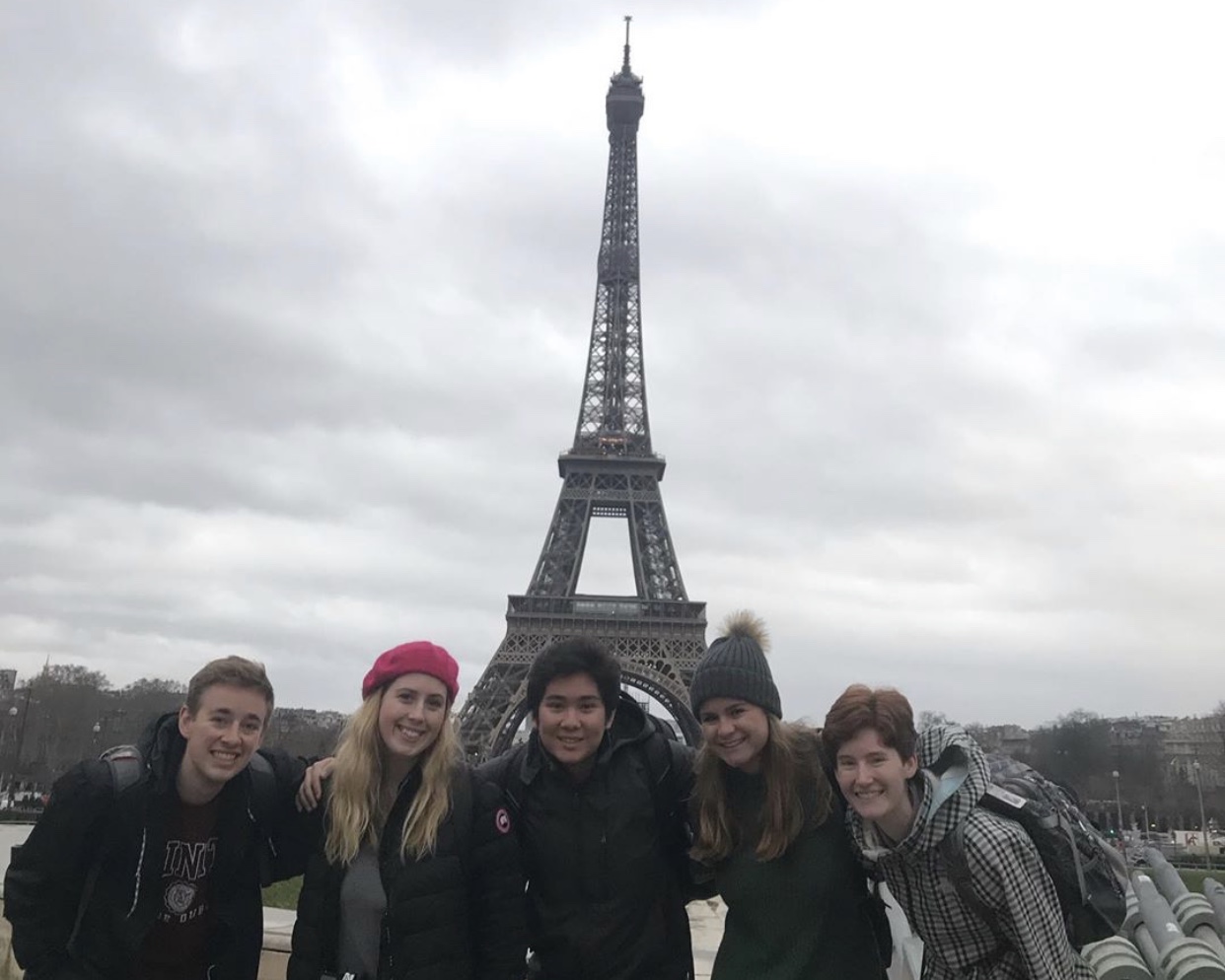 students with Eiffel Tower