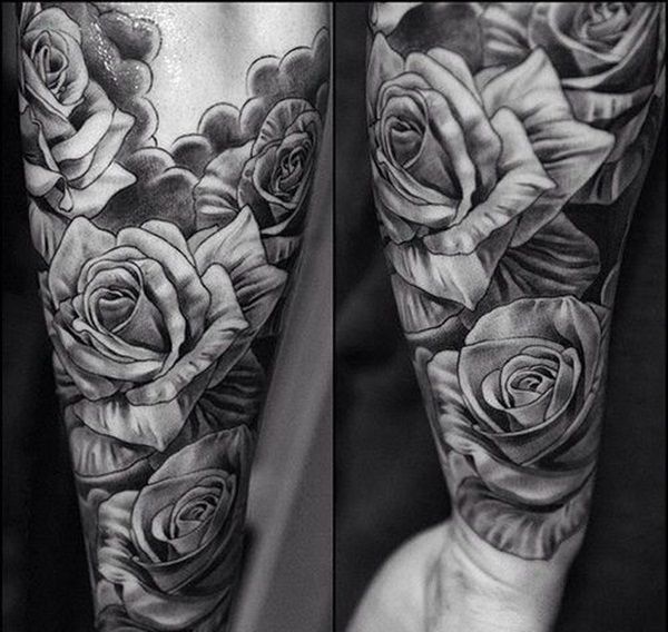 Photo of roses in black and grey style