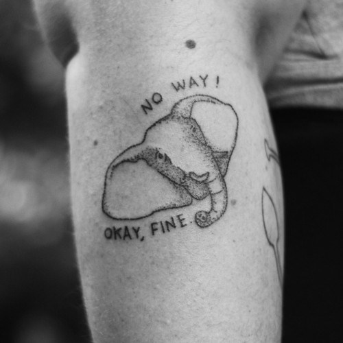  An elephant toattoo done in stick and poke style