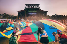 Bonnaroovians playing with a parachute