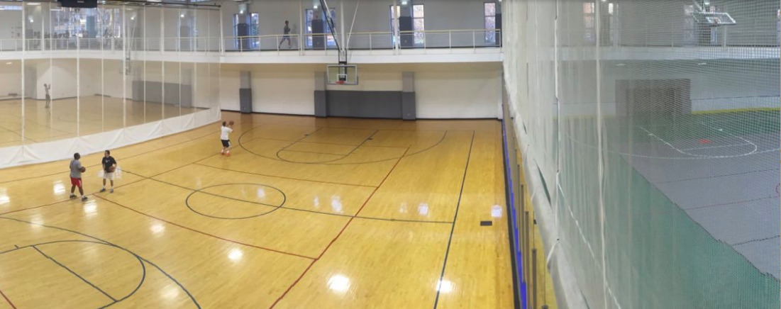 an image of Loyola's Fitness and Aquatic Center basketball court.