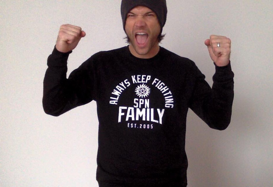 Jared Padalecki promoting his Always Keep Fighting t-shirt campaign